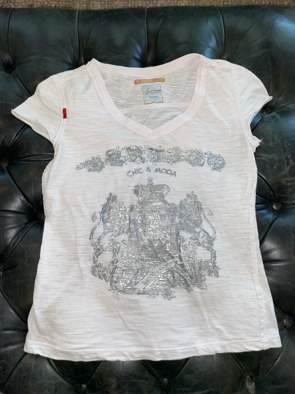 Vigoss Chic & Moda Pale Pink Tee with Silver Foil Design